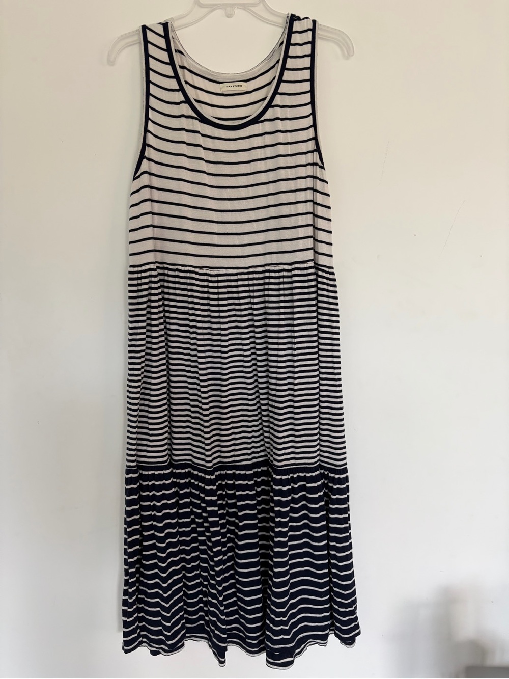 Max Studio Blue & White Striped Sleeveless Maxi Dress